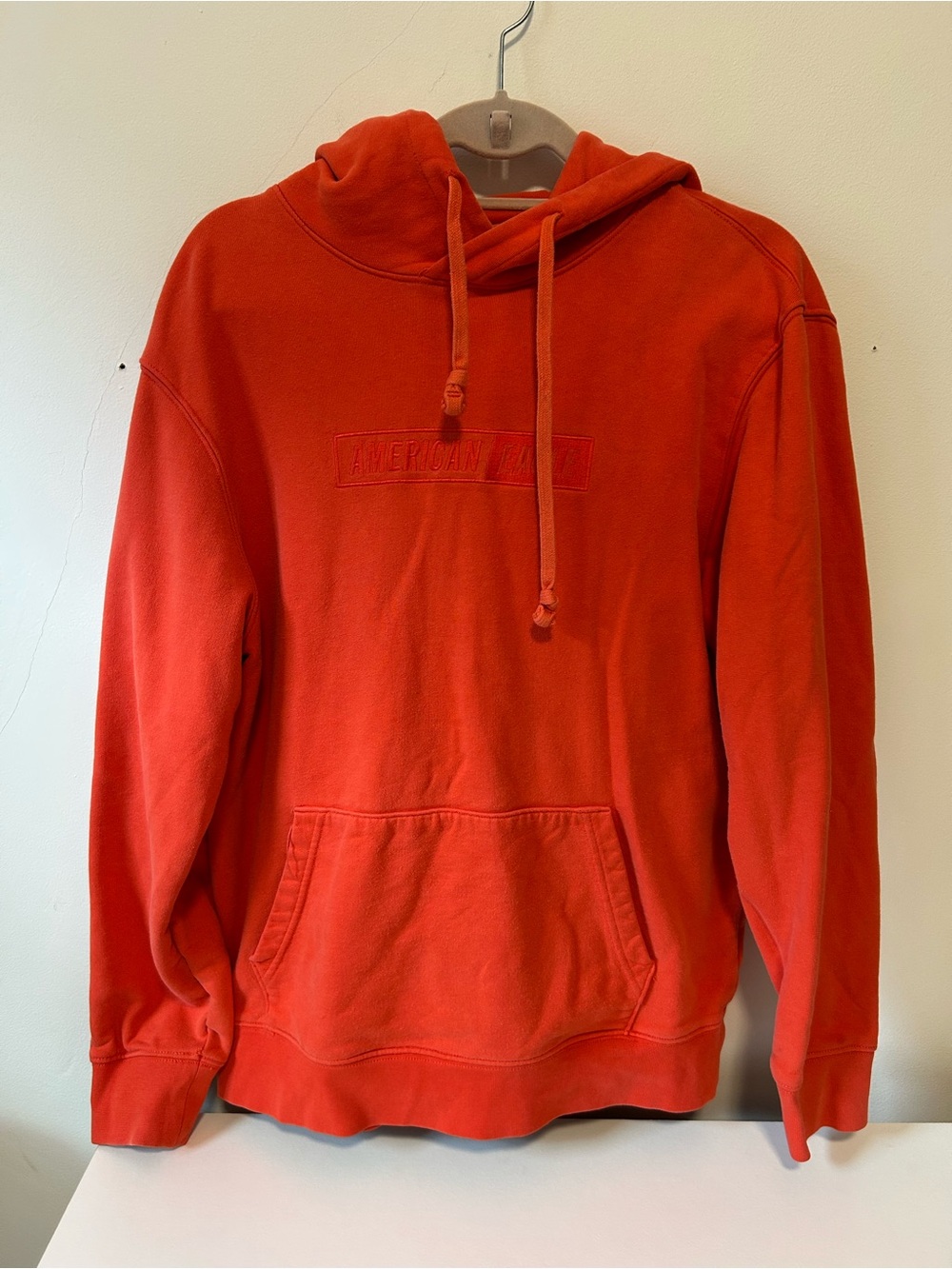American Eagle Outfitters Orange-Red Hooded Pullover Sweatshirt